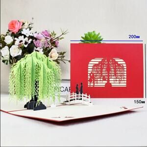 Bundle of 3 'Willow Love' Unique 3D Pop Up Card